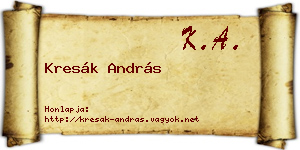 Kresák András névjegykártya
